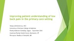 Improving patient understanding of low back pain in the primary care setting by Xiaoyu Lu