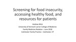 Screening for Food Insecurity, Accessing Healthy Foods, and Resources for Patients by Andrew J. Wick