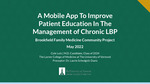 A Mobile App To Improve Patient Education In The Management of Chronic LBP