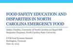 Food Safety Education and Disparities in North Carolina Emergency Food