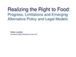Realizing the Right to Food: Progress, Limitations and Emerging Alternative Policy and Legal Models