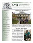 Historic Preservation Program Newsletter by University of Vermont. Historic Preservation Program.